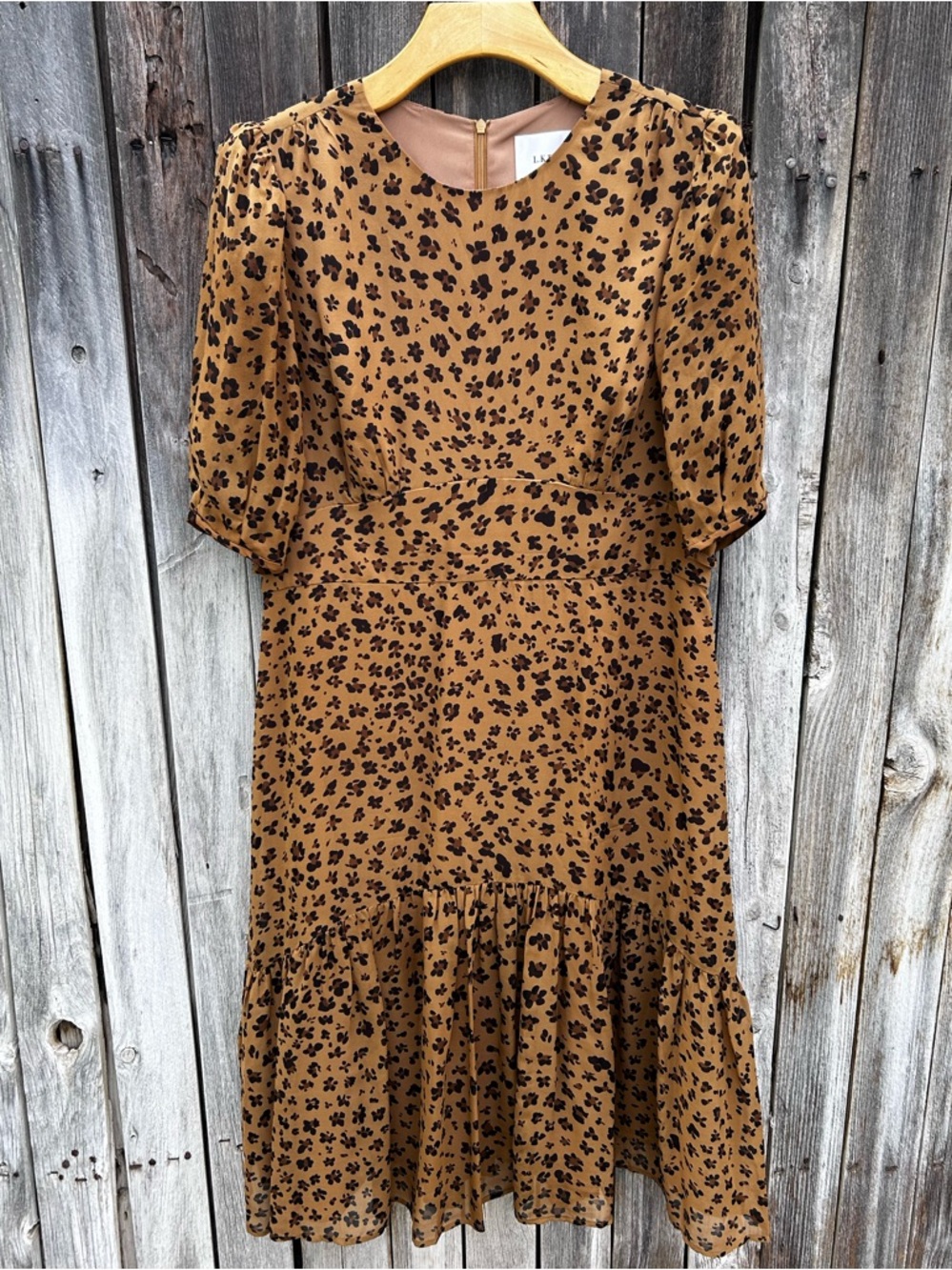 LK Bennett Alexa Midi Dress Silk Animal Leopard Print 12